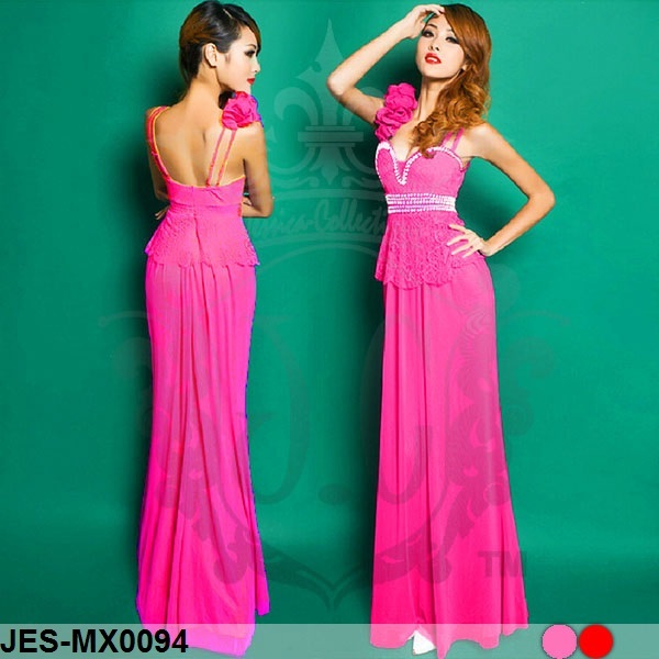 Party dress long dress gaun pesta lace brukat sexy wanita import korea (MX0094)