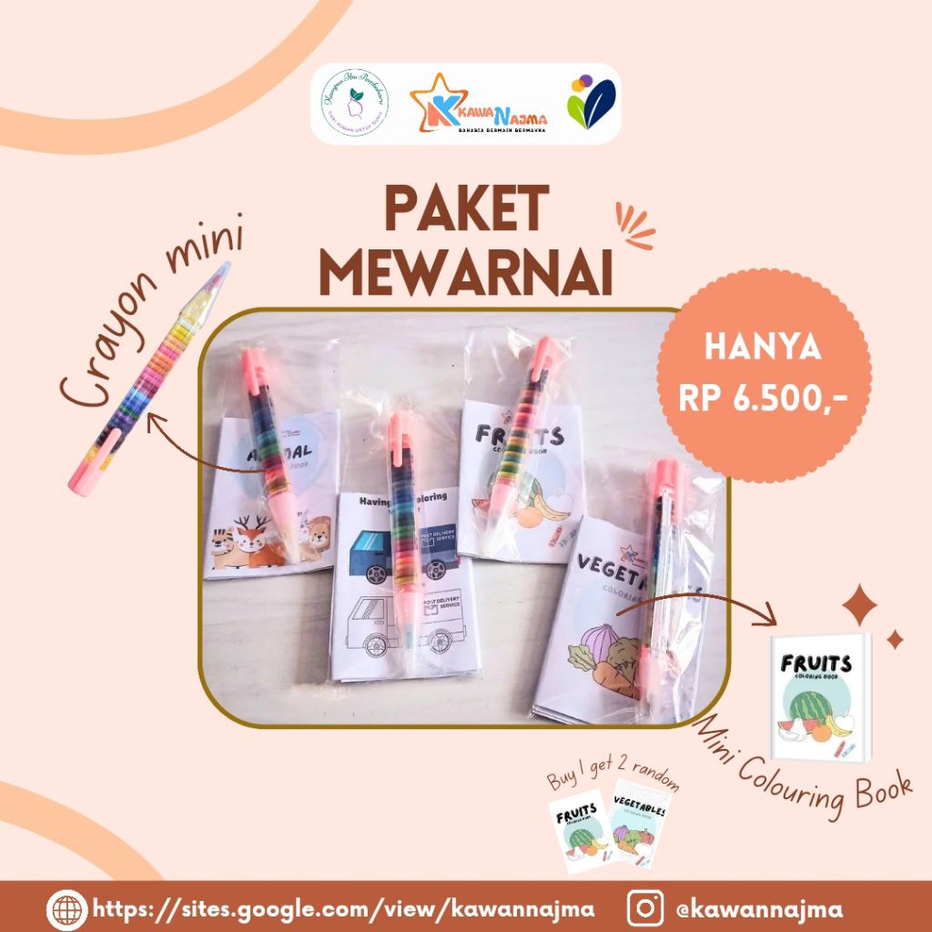 

Paket Mewarnai 1 Crayon Mini + 2 Coloring book Mini cocok untuk Souvenir Anak