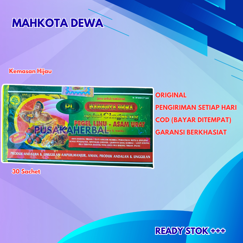 

Mahkota Dewa Serbuk Original Kemasan Hijau Pegel Linu Isi 30 Sachet