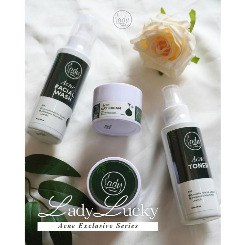 BISA COD  LADY LUCKY ACNE LADY BEAUTY SKINCARE LADY LUCKY ACNE Day cream, Toner, Facial wash, Night 
