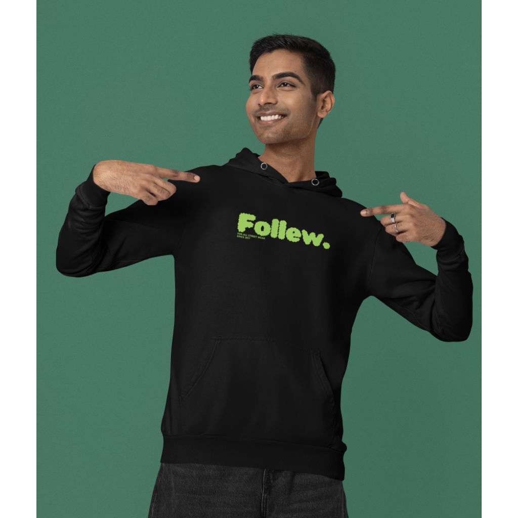 Follew Jaket Hoodie Distro Original 100% Premium Pria Wanita Hitam