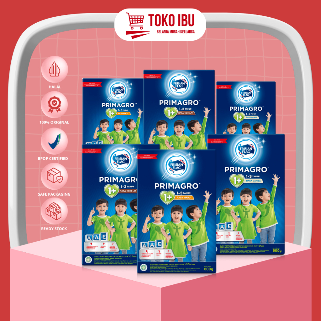 Frisian Flag Primagro 1+ (1-3 tahun) Cokelat Madu Vanila Ukuran 120gr| 150gr| 360gr| 750gr| 800gr