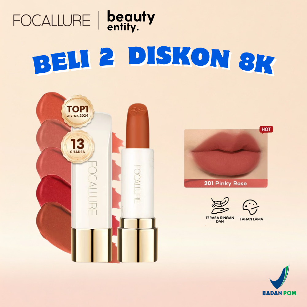 FOCALLURE Lipstik Natural Matte Lipstick – High Pigment, Long Lasting & Smooth Finish