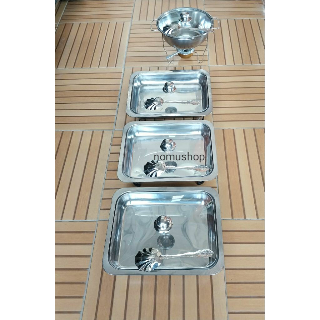 tempat sayur wadah buah aestetik prasmanan wadah saji set prasmanan stenliss tutup kaca 3 kotak 1 bu