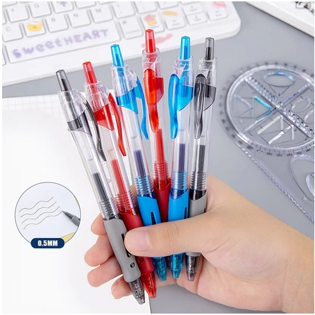 

Greenbaby - Pulpen Standard Cetekan Transparant Pena Gel 0.5mm Alat Tulis Kantor Sekolah Pen Pencet Tinta Cair Bolpoint Polos Murah