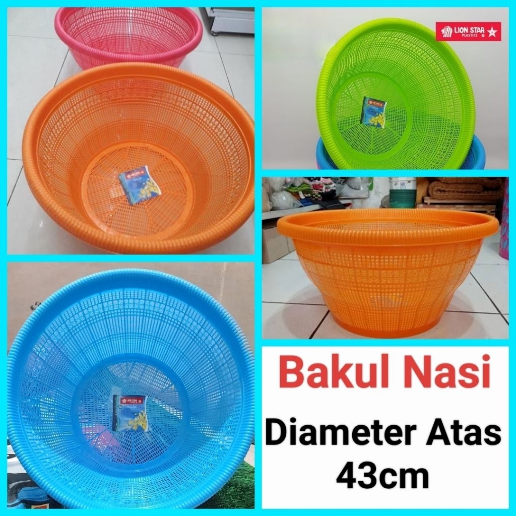 bakul nasi plastik wakul nasi keranjang nasi plastik lion star diameter 43cm