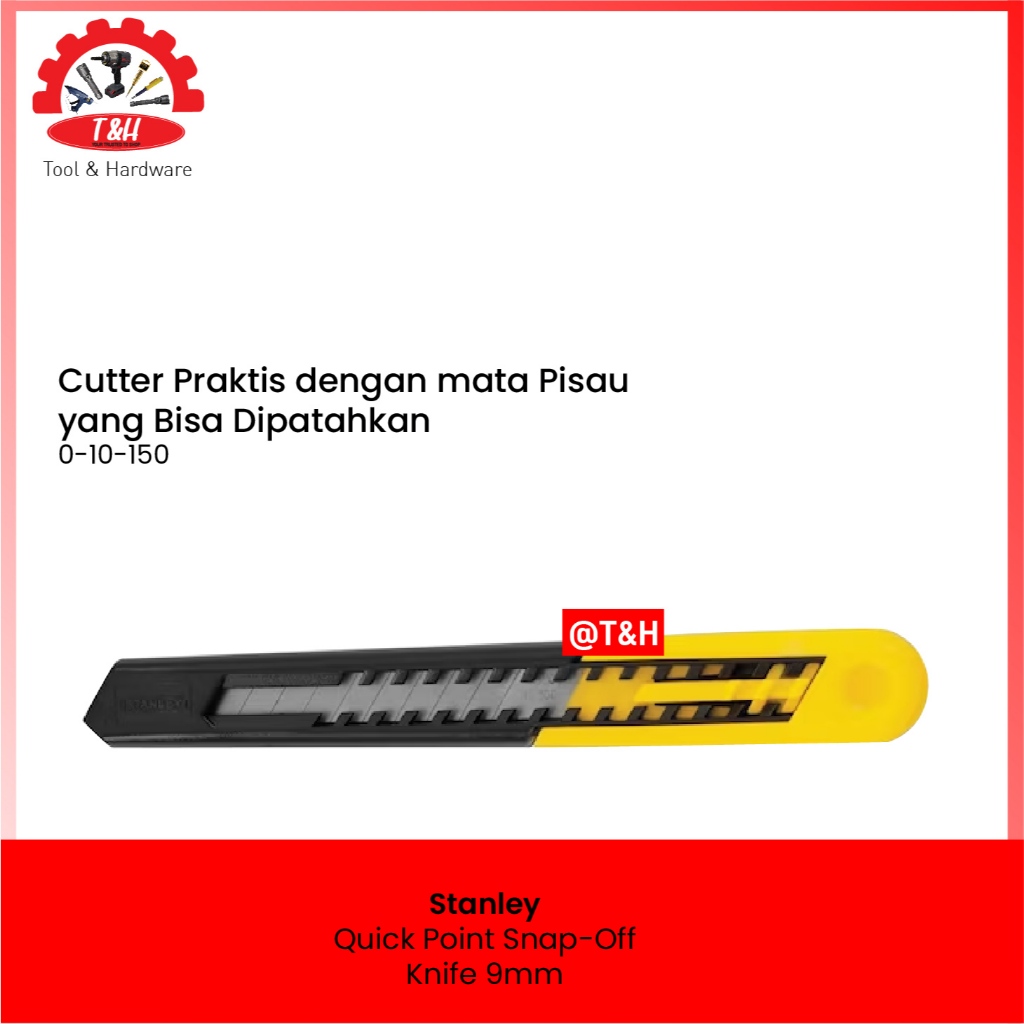 

Stanley Quick Point Snap Off Knife 9mm / Cutter Praktis dengan Mata Pisau Dapat Dipotong / Original Stanley 0-10-150