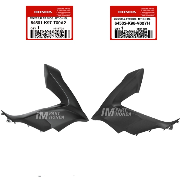 64501-K97-T00A2 64502-K96-V00YH Cover Sayap Kanan Kiri PCX 150 LED 2018 - 2020 Hitam Dof