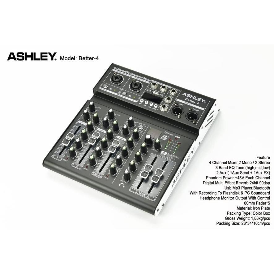 BETTER-4 MIXER 4 CHANNEL  BLUETOOTH ASHLEY ORIGINAL / MIXER 4 CHANNEL / BETTER4 ASHLEY