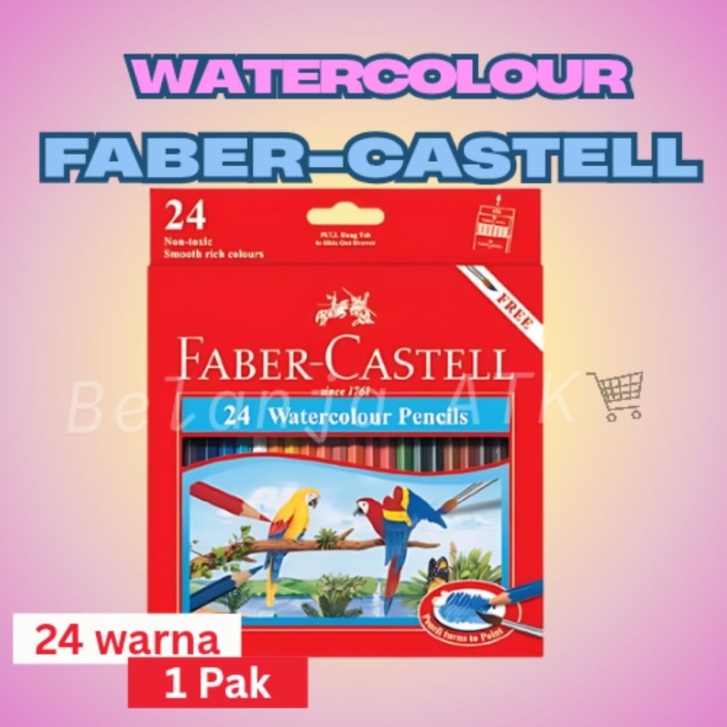 

[Satuan] Faber-Castell Pensil Warna Watercolour 24 Warna – Bonus Kuas & Warna Lebih Lengkap
