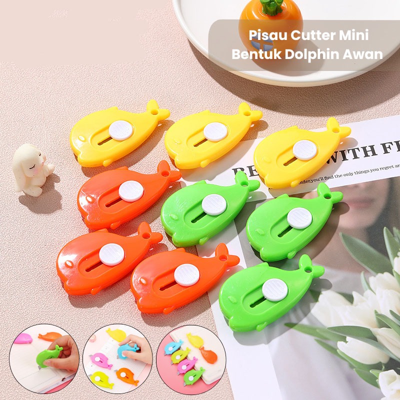 

Pisau Cutter Mini Bentuk Dolphin Awan / Alat Bantu Potong Kertas Plastik Unboxing Paket Mall57