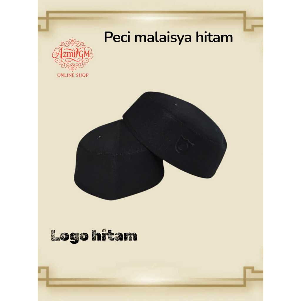 Peci malaysia Hitam polos logo Hitam songkok kopiah Hitam Logo Terompah Hitam
