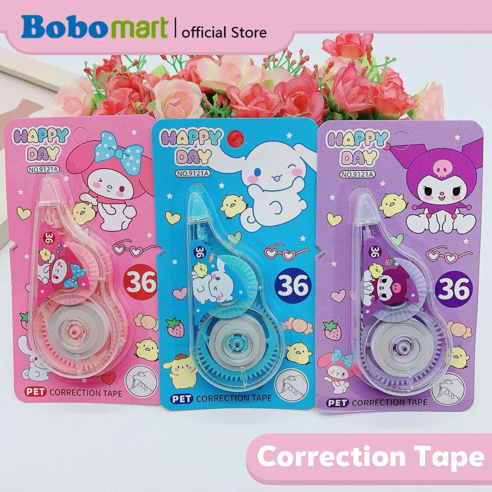 

BOBOMART Correction Tape 36M Karakter Sanrio Lucu – Tip-Ex Imut Warna-Warni Sekolah Kantor CL-9121A