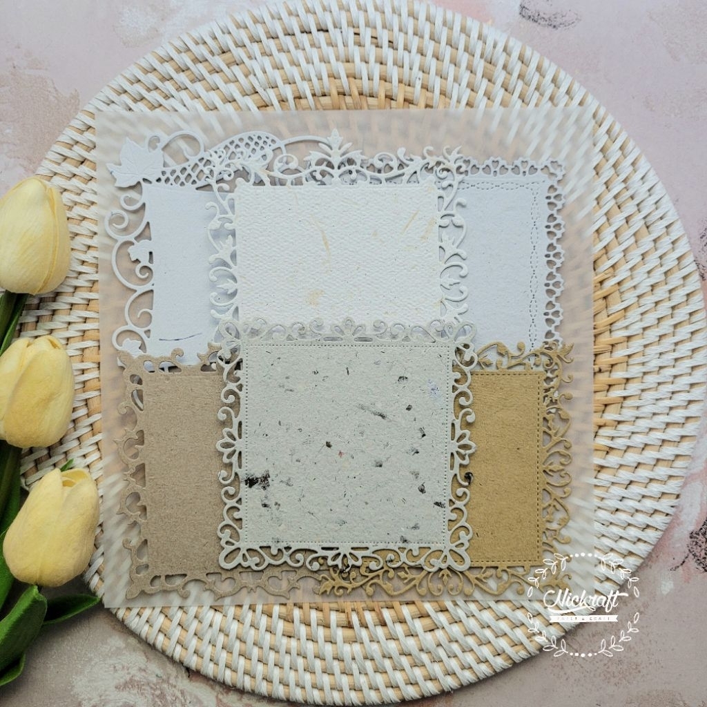 

6 pcs label square kertas daur ulang untuk scrapbook journaling