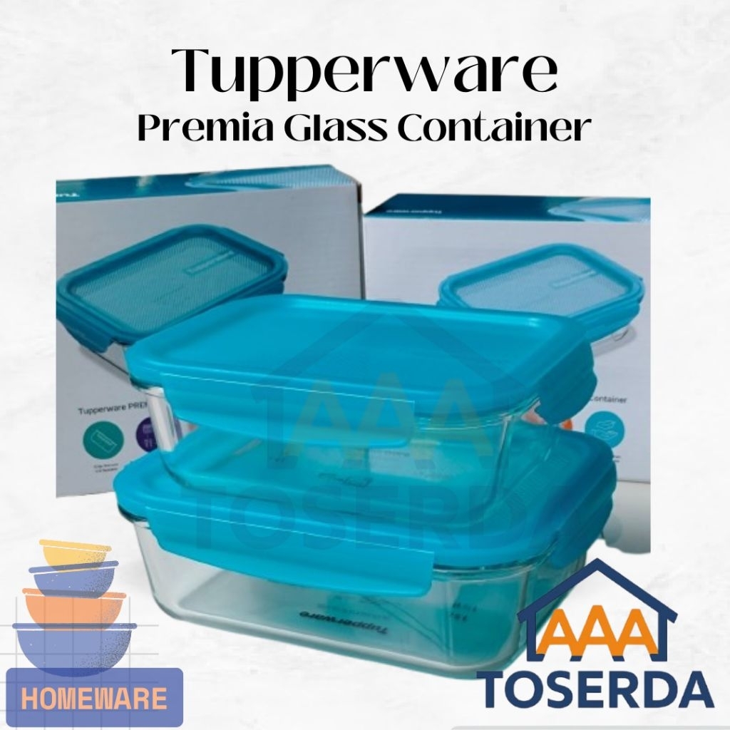 AAA Toserda | Tupperware Premia Glass Container Set 1L & 1.5L – Wadah Kaca Tahan Panas Oven Microwav