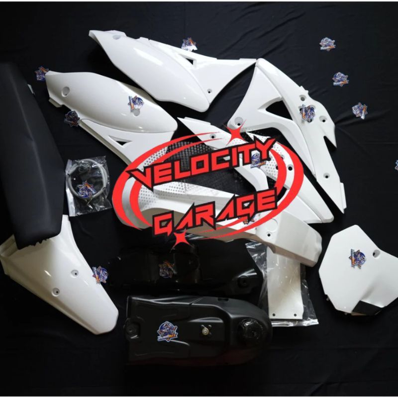 BODYSET GORDON FULL BODY SET KLX 150 GORDON PUTIH FULL TANGKI HITAM