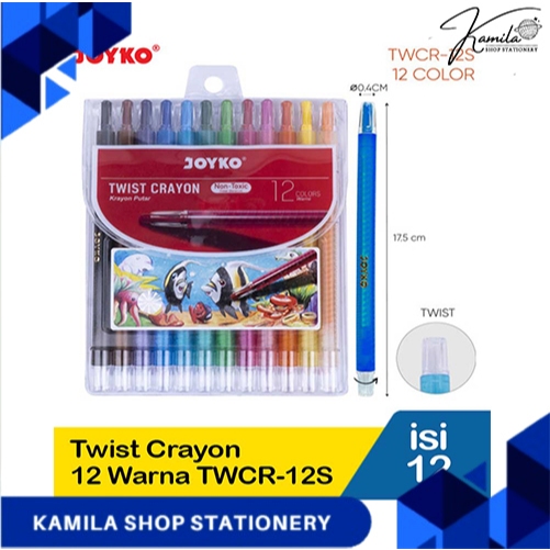 

Crayon Joyko TWCR-12s ( 12 Colours ) / Krayon Putar Mewarnai isi 12 Warna /Twist Oil Pastel TWCR 12s