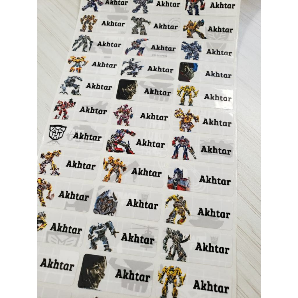 

Stiker Label Nama Name Sticker Waterproof Robot Transformer Transformers Anti Air
