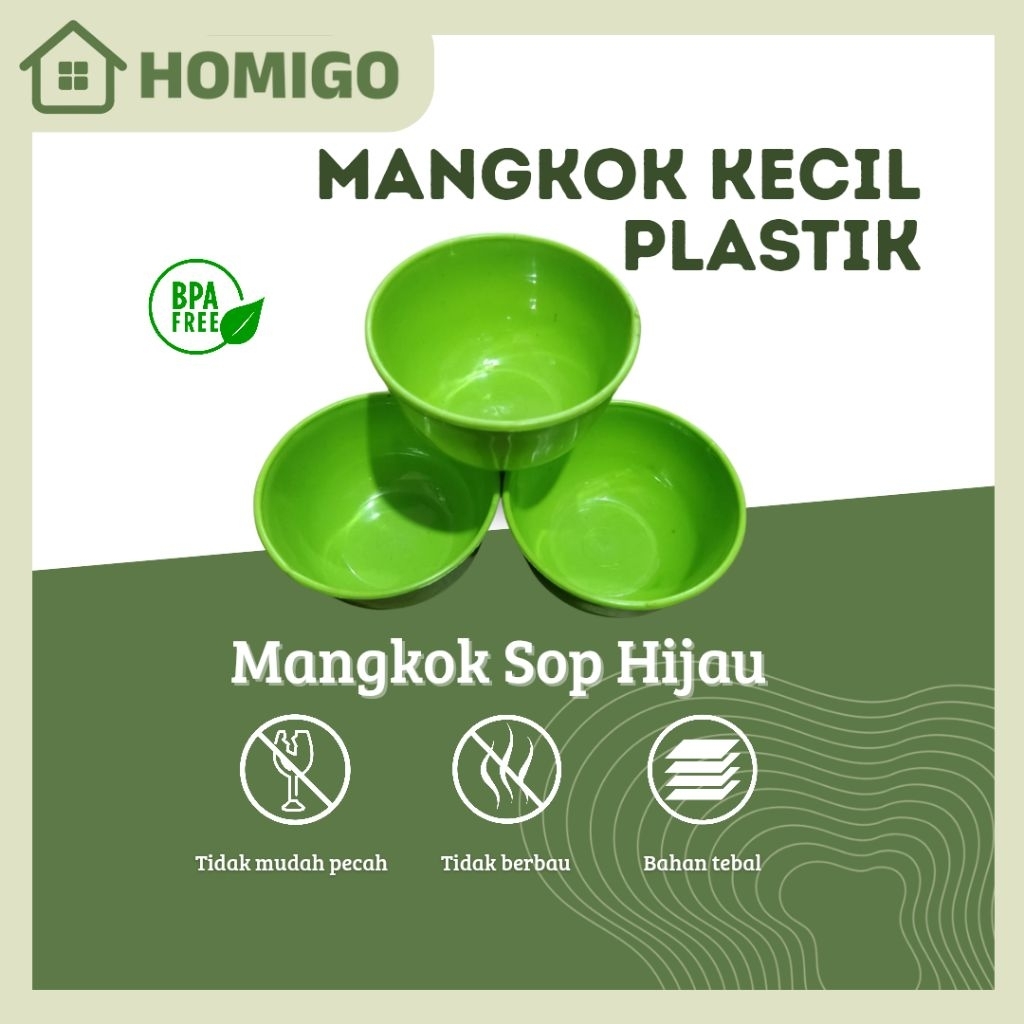 Mangkok Kecil Sop Plastik Hijau- Homigo
