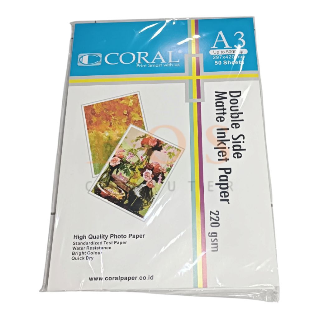 

CORAL DOUBLE SIDE MATTE INKJET PAPER 220G A3 50Sheets