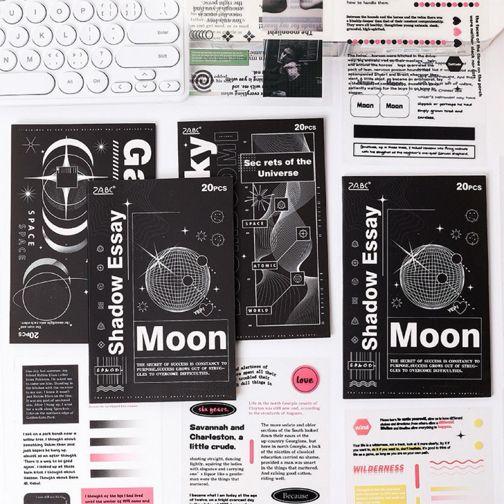 

(6BB) sticker book buku transparan kiss cut tulisan word quote writing deco dekor journaling