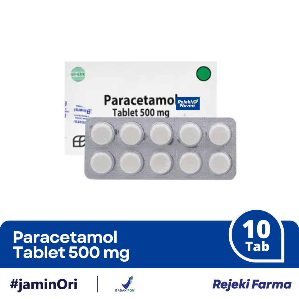 Paracetamol Tablet 500 mg Mersi Mersifarma - 1 Strip isi 10 Tablet