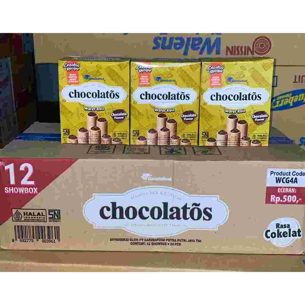 

Sehati Snack - Chocolatos Wafer Rolls Snack Camilan | 1pack (24pcs)