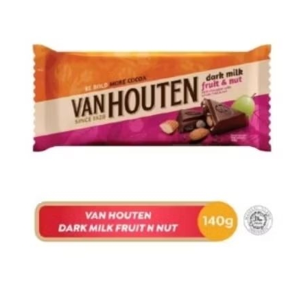

Van Houten dark milk fruit and nut 140g