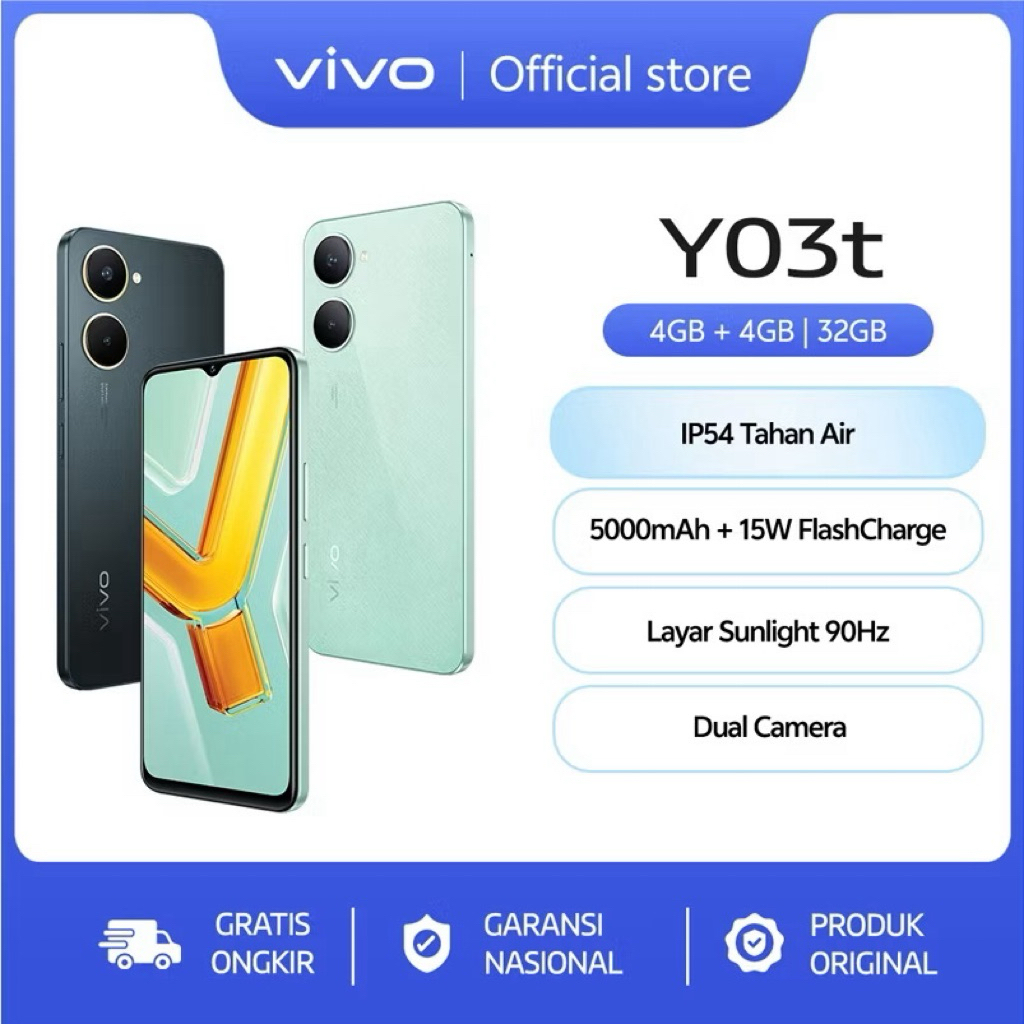 VIVO Y03T RAM (4+4/64GB)(4+4/128GB) GARANSI RESMI 12 BULAN