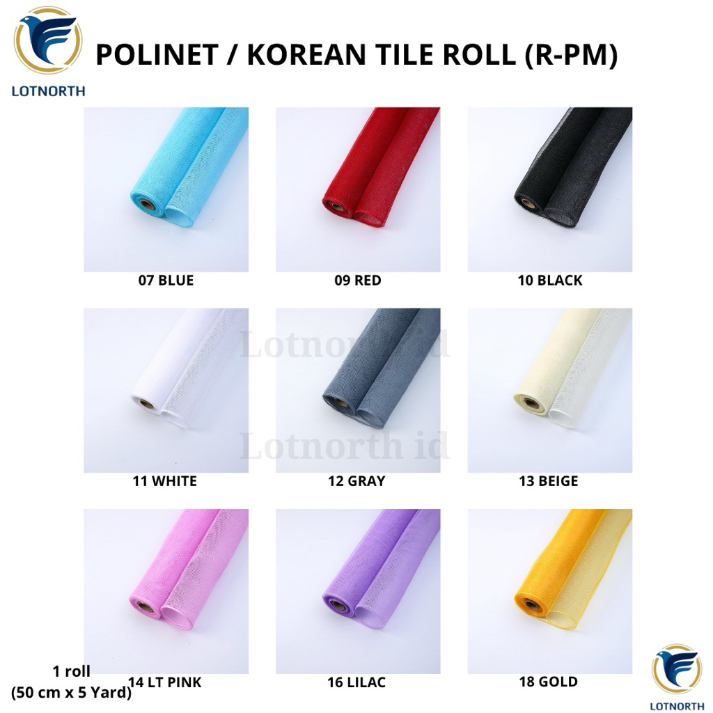 

[1 Roll] R-PM / Roll 50 cm x 5 Yard / Kertas Buket Bunga / Wrapping Paper Cellophane / Roll Korean Tile Polinet Mesh / Kertas Bunga Buket Gulungan Motif Jaring Volume Bouquet/ Flower Paper Craft / Kertas Celopen / Plastik Bunga