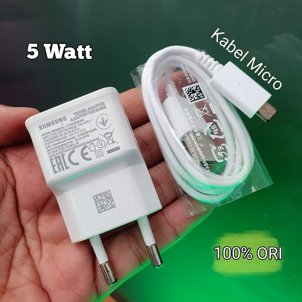 Charger Samsung 1 Amper J4Core J5Prime J6 Note1 Core2 Grand Prime M10 Original 100% Copotan HP (seco