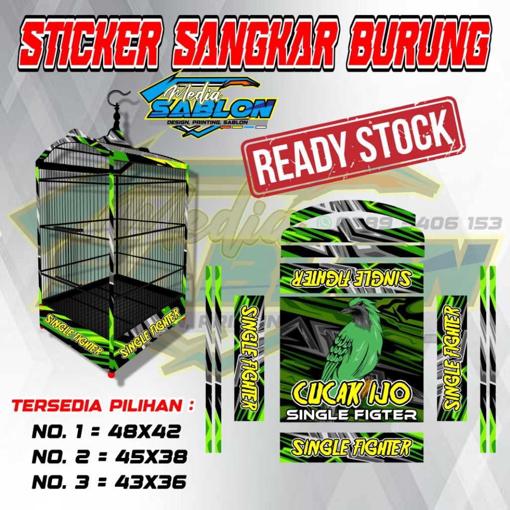 DECAL STICKER SANGKAR BURUNG CUCAK IJO