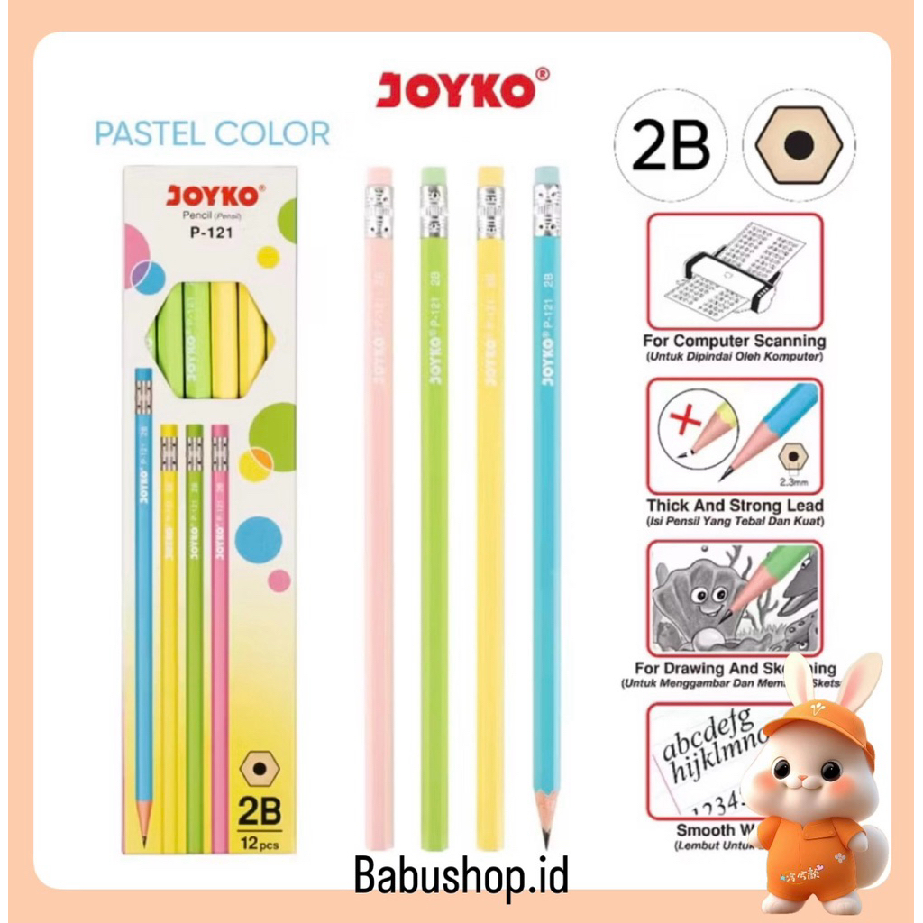 

BBS Pensil Joyko P-121 Warna Pastel 2B / Joyko Pencil Pastel Color Harga ( satuan )