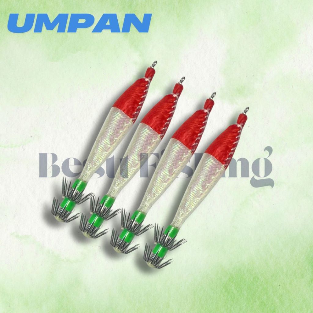 Umpan Pancing Cumi Squid Jig Apollo 2.0# 2.5# 3.0# 3.5# Kelap Kelip /Pcs