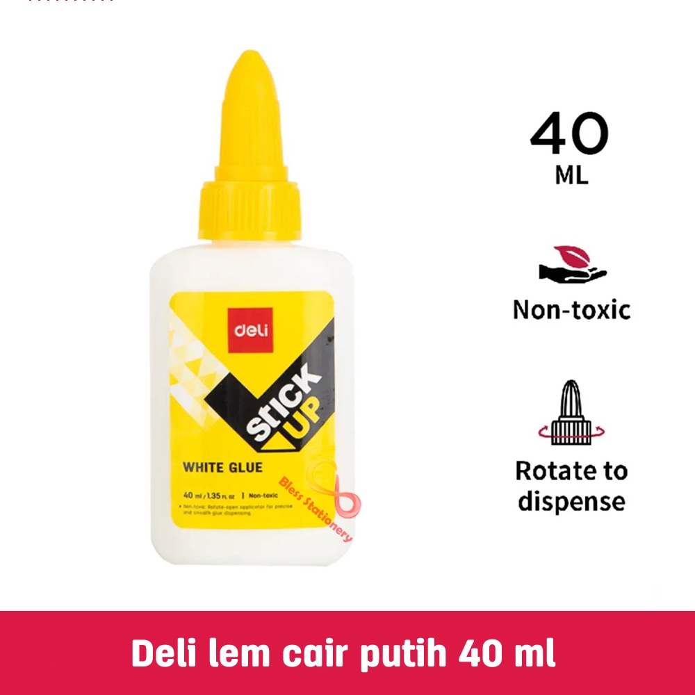 

Lem cair PVAC DELI 40 ml Lem putih cair Perekat White glue mirip lem fox Lem kertas Lem putih PVAC