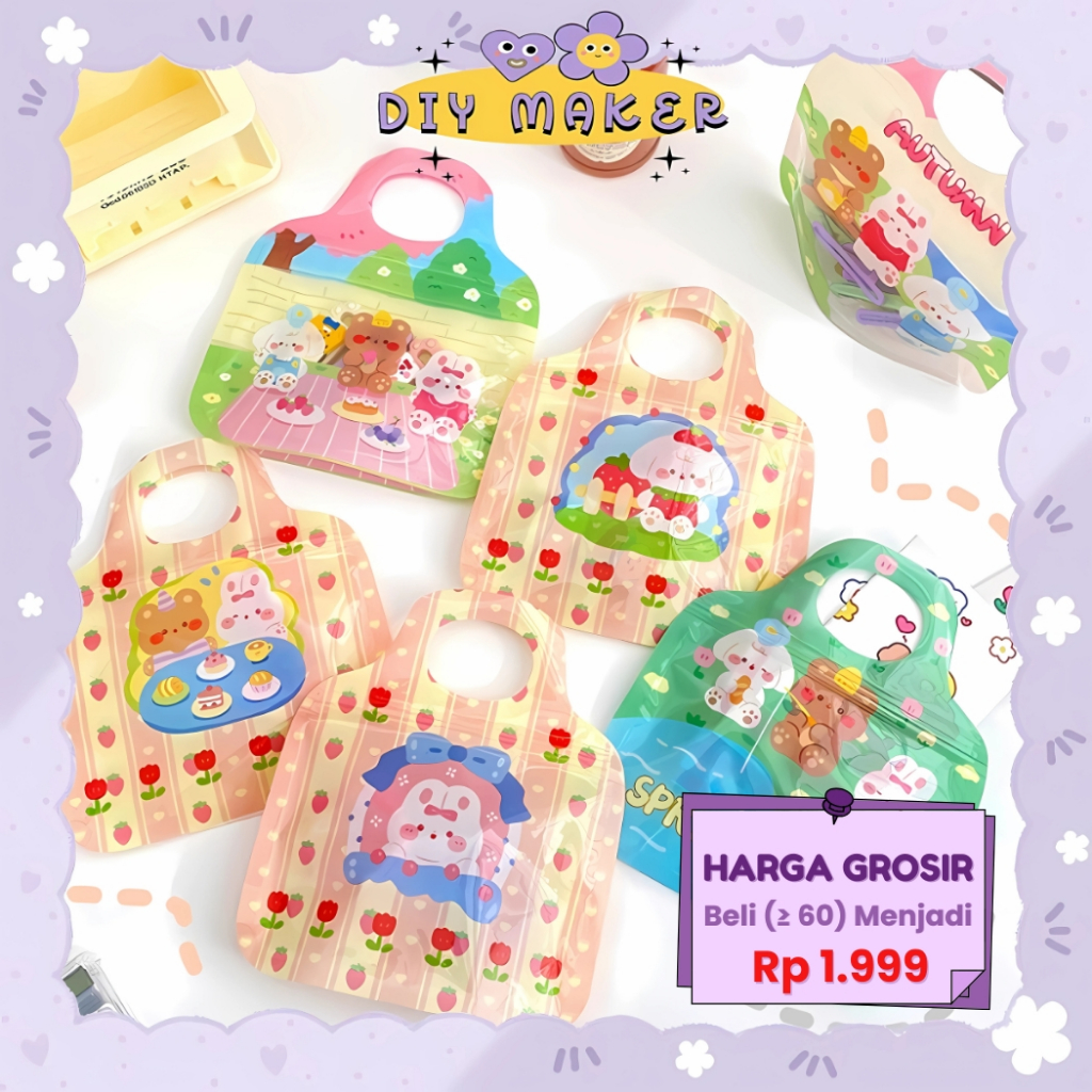 

DM Kantong Plastik Zipper Souvenir Lucu / Ziplock Permen Biscuit Goodie bag Plastik Anti Air ST24