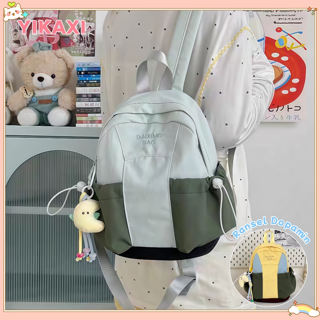[Cod✅] Tas Sekolah Warna Kontras Yang Lucu/Ransel Mini Baru/Ransel Wanita/Tas Bahu Dopamin Kuliah/Ra