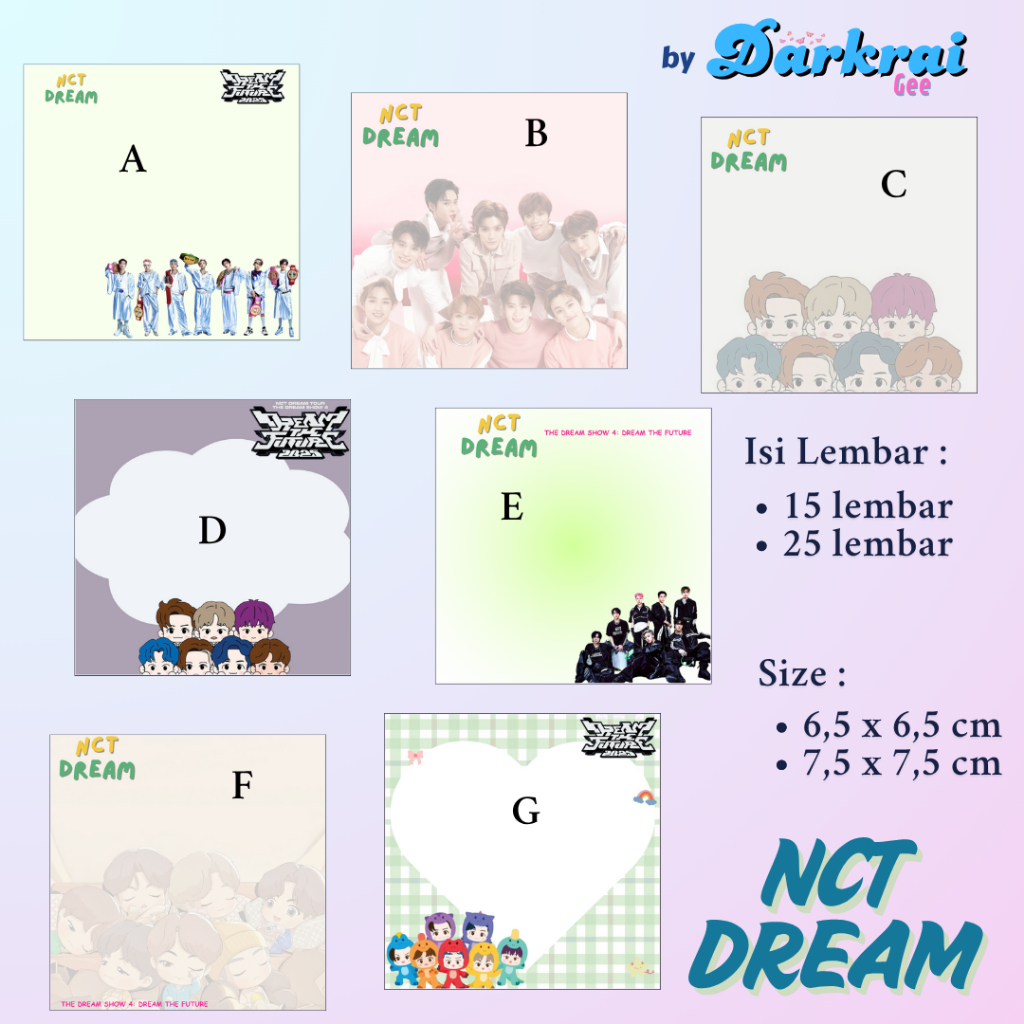 

DarkraiGee - Memopad / Notes NCT Dream 7,5 x 7,5 cm isi 15 / 25 lembar