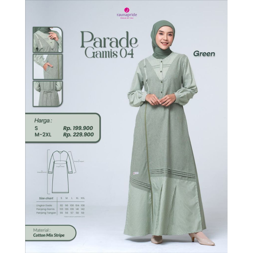 BAJU GAMIS DEWASA REMAJA RAUNA SERAGAMAN POLOS GARIS BUSUI KATUN ADEM