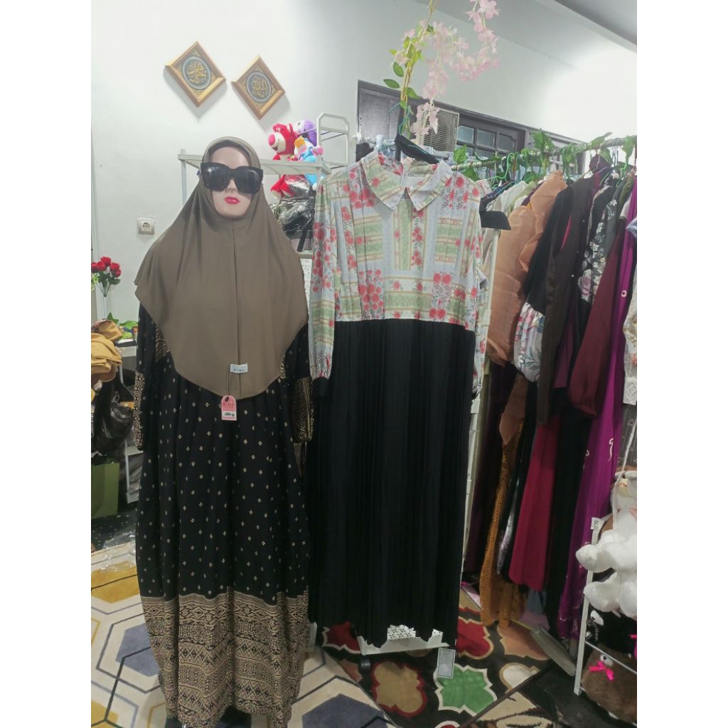 SET BERGO GAMIS RAYON DAN HIJAB BERGO
