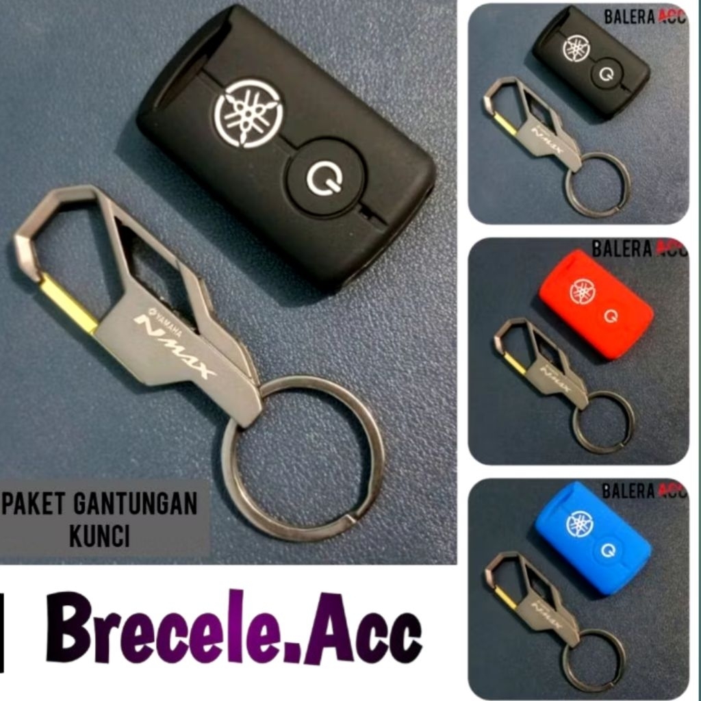 Paket gantungan kunci Nmax + Cover remote silikon Nmax