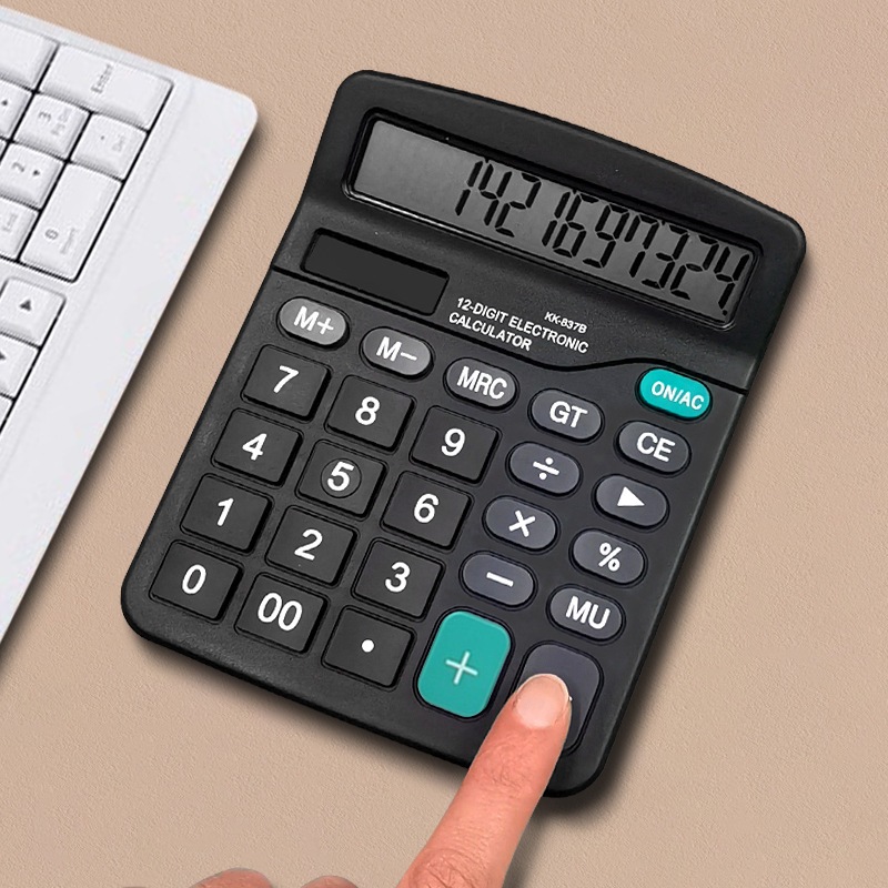 

Kalkulator tenaga surya dan baterai 12-bit untuk pelajar, khusus akuntansi kantor keuangan, catu daya ganda portabel, komputer elektronik