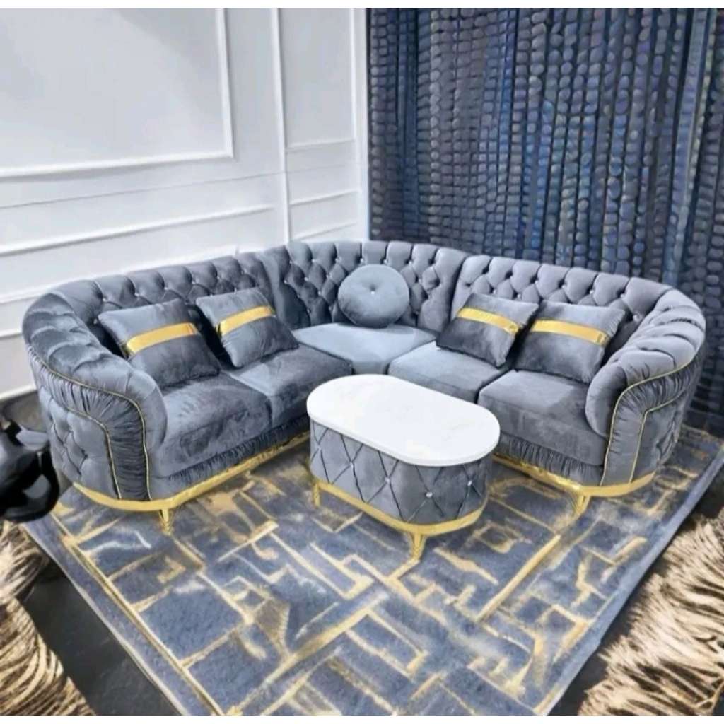 sofa turkey L full busa bahan bludru/sofa ruang tamu furniture