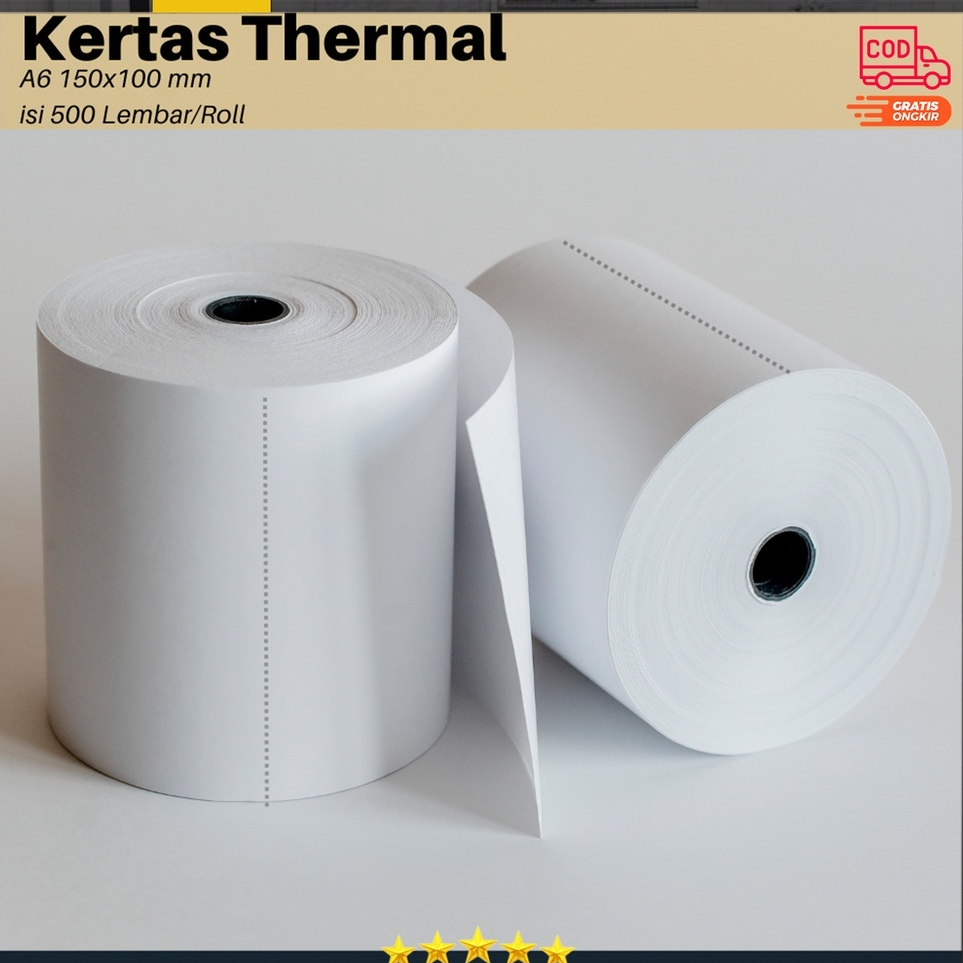 

Kertas Sticker Resi Thermal 150x100 mm Isi 500 Lembar/Roll - Kertas Thermal 100x150