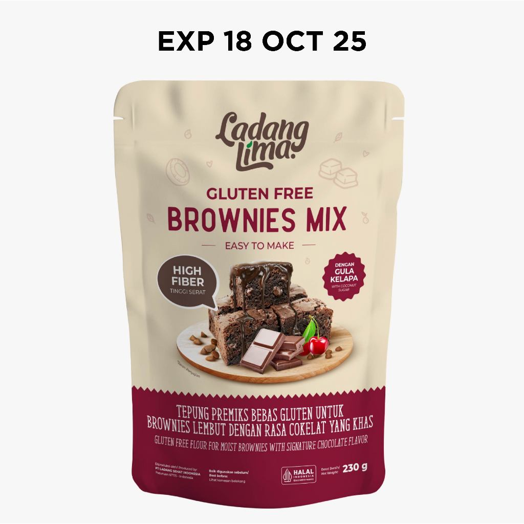 

Brownies Mix Ladang Lima / Tepung Brownies Instan Gluten Free 230