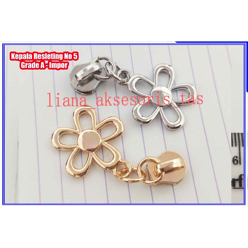 ---Kepala Resleting Tas no 5 Grade A Impor (isi 1 biji) - Kepala Sleting untuk daun resleting tas se