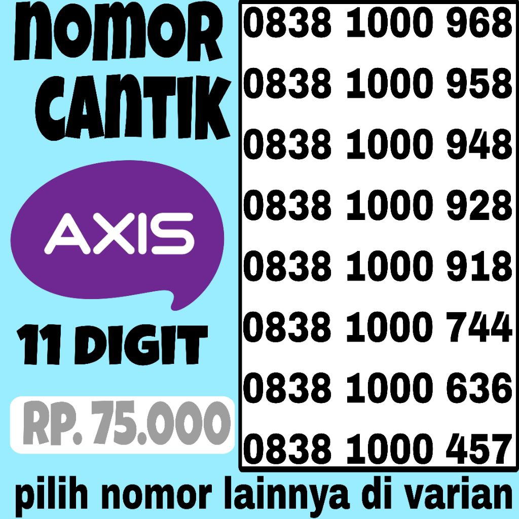 NOMOR CANTIK KARTU PERDANA AXIS 11 DIGIT