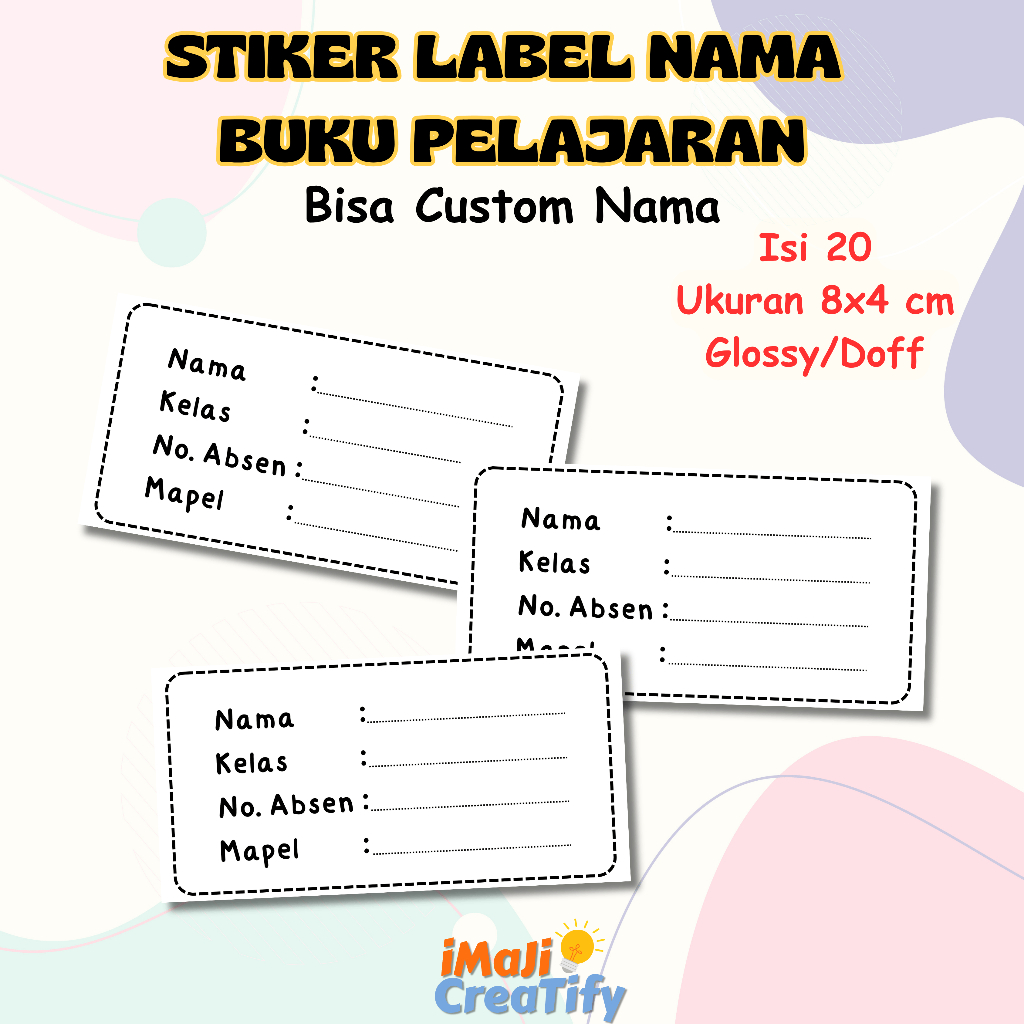 

[ISI 10] STIKER LABEL NAMA BUKU MAPEL | STIKER NAMA BUKU | LABEL NAMA | CUSTOM NAMA | HITAM PUTIH