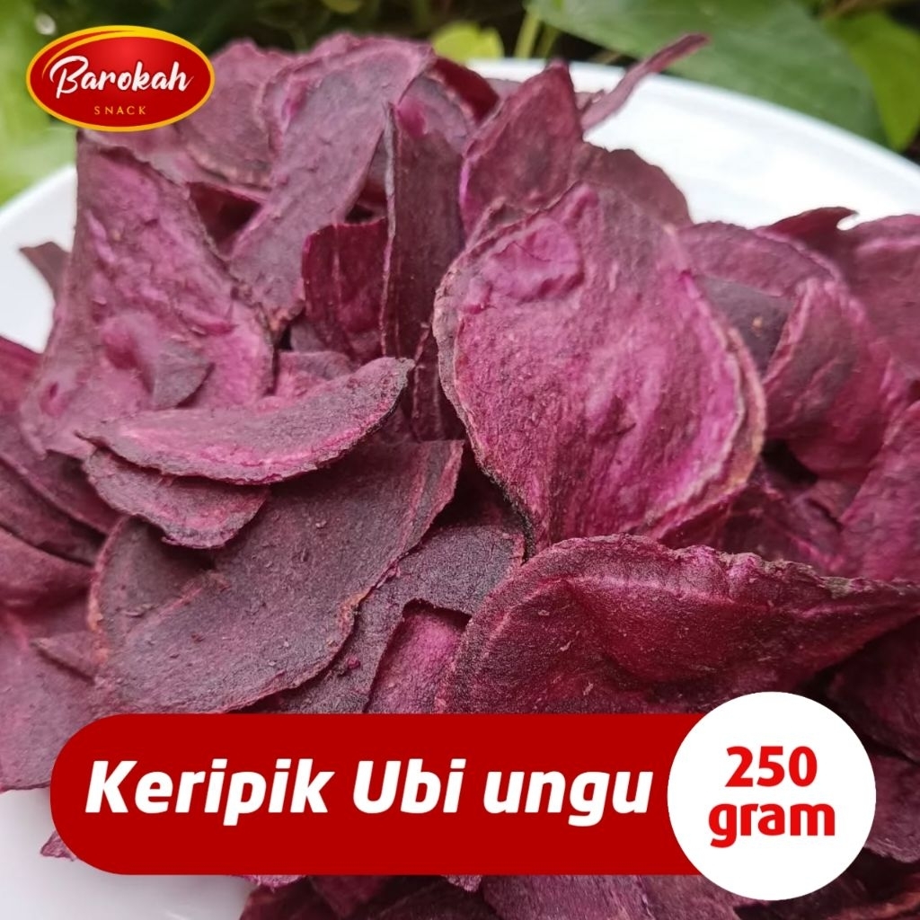 

Keripik Ketela Ubi Ungu Manis Kiloan Empuk Gurih Renyah Kemasan 250 Gram