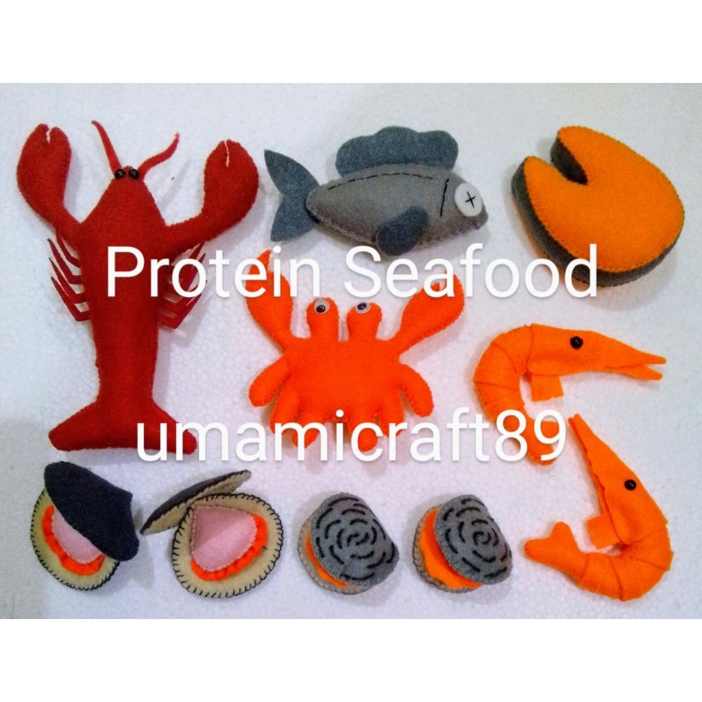 Mainan Edukasi Mengenal Bahan Makanan Sumber Protein 1 set isi 7 macam / Replika Makanan Protein / M